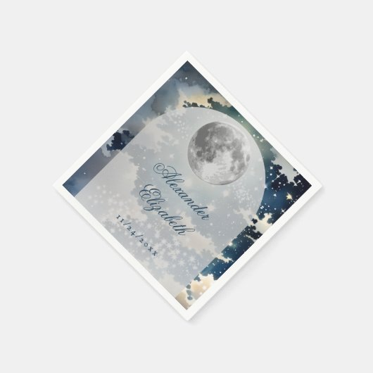 Lunar Night Sky Wedding Serviette (Ecke)