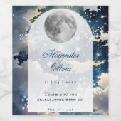 Lunar Night Sky Wedding Weinetikett (Einzelnes Label)