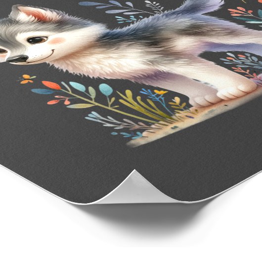 Lunar Pals - Baby Wolf Poster (Ecke)