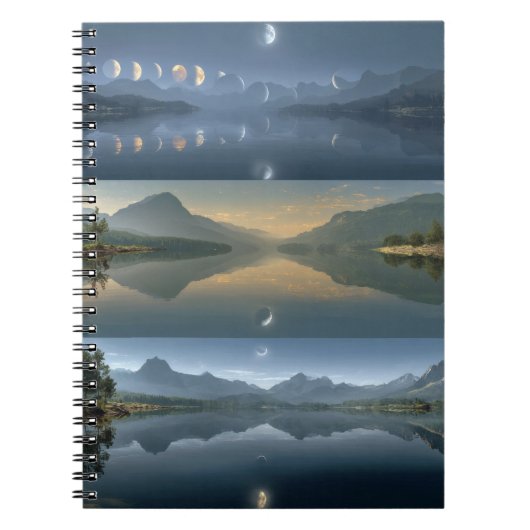 Lunar Phases Mountain Lake Notebook Notizblock (Vorderseite)