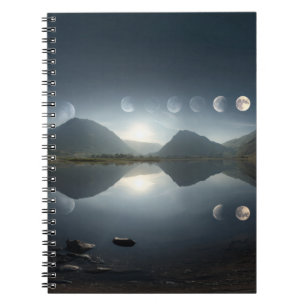 Lunar Phases Mountain Reflection Notebook Notizblock