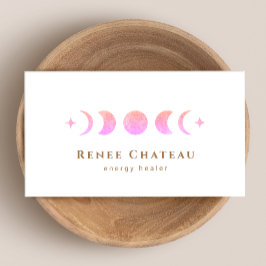 Lunar Pink Ombre Moon Phases Reiki Practitioner Visitenkarte