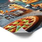 Lunar Pizza Shop Kunstwerk Weltraumthema Poster (Ecke)