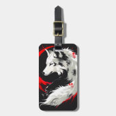 Lunar Red White Wolf Gepäckanhänger (Vorderseite vertikal)