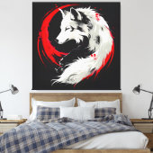 Lunar Red White Wolf Leinwanddruck (Insitu (Schlafzimmer))
