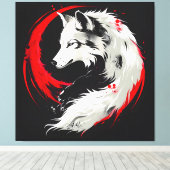 Lunar Red White Wolf Leinwanddruck (Insitu (Holzboden))