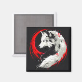 Lunar Red White Wolf Magnet (Vorderseite/Rückseite)