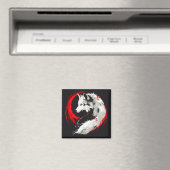 Lunar Red White Wolf Magnet (In Situ (Geschirrspüler))