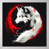 Lunar Red White Wolf Poster (Vorne)