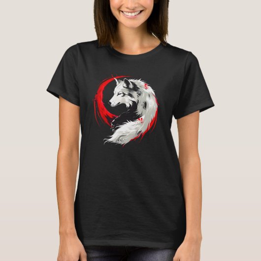 Lunar Red White Wolf T-Shirt (Vorderseite)