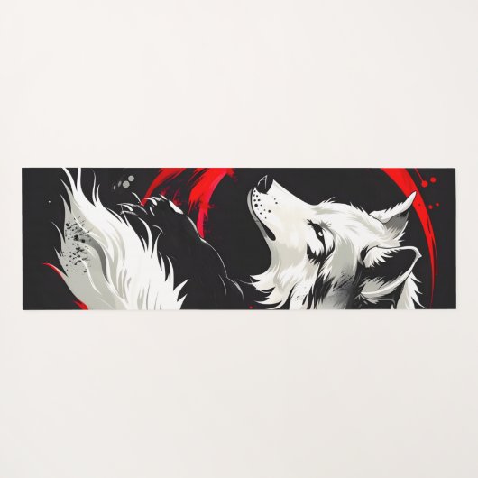 Lunar Red White Wolf Yogamatte (Rückseite (Horizontal))