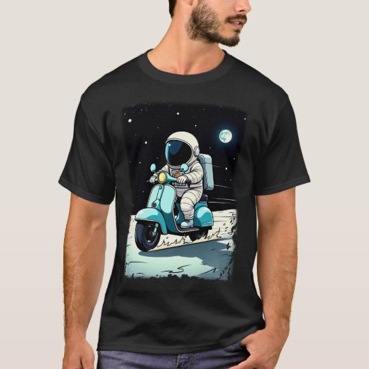 LUNAR SCOOTERIST - Spaß 2D Cartoon eines Astronaut T-Shirt (Vorderseite)