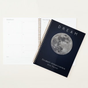 Lunar Sky Full Moon Celestial Dream Typografy Planer