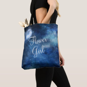 Lunar Sky Full Moon Celestial Galaxy Flower Girl Tasche