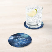 Lunar Sky Full Moon Celestial Galaxy Monogram Runder Pappuntersetzer (Vor Ort)