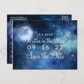 Lunar Sky Full Moon Celestial Galaxy Save the Date Ankündigungspostkarte (Vorne/Hinten)