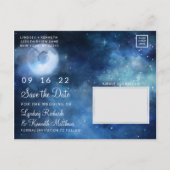 Lunar Sky Full Moon Celestial Galaxy Save the Date Ankündigungspostkarte (Rückseite)
