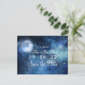 Lunar Sky Full Moon Celestial Galaxy Save the Date Ankündigungspostkarte (Stehend Vorderseite)