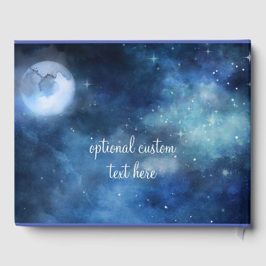 Lunar Sky Full Moon Celestial Galaxy Stars Hochzei Gästebuch (Rückseite)
