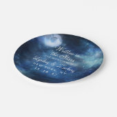 Lunar Sky Full Moon Celestial Galaxy Wedding Pappteller (Schrägansicht)