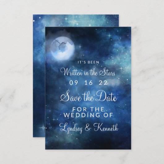 Lunar Sky Full Moon Celestial geschrieben in den S Save The Date (Vorne/Hinten)