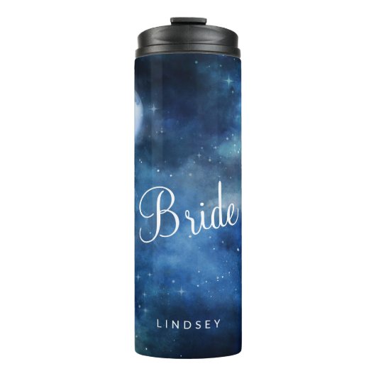 Lunar Sky Full Moon Celestial Personalisiert Bride Thermosbecher (Vorderseite)