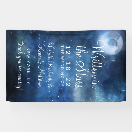 Lunar Sky Full Moon Celestial Star Wedding Willkom Banner (Horizontal)