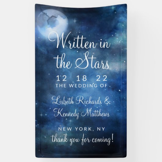 Lunar Sky Full Moon Celestial Star Wedding Willkom Banner (Vertikal)