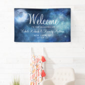 Lunar Sky Full Moon Celestial Star Wedding Willkom Banner (Insitu)