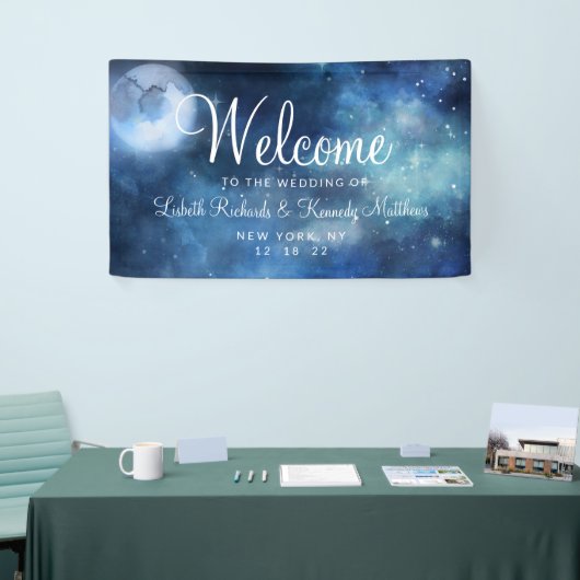 Lunar Sky Full Moon Celestial Star Wedding Willkom Banner (Messeveranstaltung)