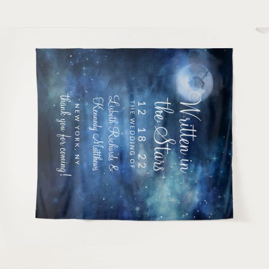 Lunar Sky Full Moon Celestial Star Wedding Willkom Wandteppich (Vorderseite (Horizontal))