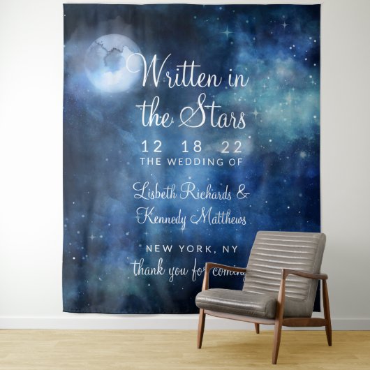 Lunar Sky Full Moon Celestial Star Wedding Willkom Wandteppich (Beispiel)