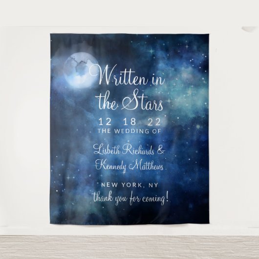 Lunar Sky Full Moon Celestial Star Wedding Willkom Wandteppich (Vorderseite)