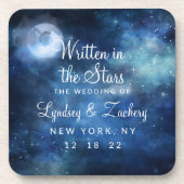 Lunar Sky Full Moon Celestial Wedding Monogram Getränkeuntersetzer (Vorderseite)