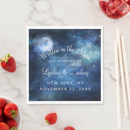 Lunar Sky Full Moon Celestial Wedding Monogram Serviette (Beispiel)