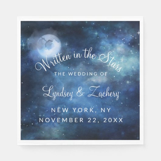 Lunar Sky Full Moon Celestial Wedding Monogram Serviette (Vorderseite)