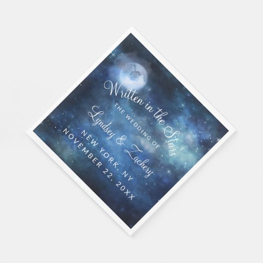 Lunar Sky Full Moon Celestial Wedding Monogram Serviette (Ecke)