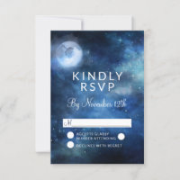 Lunar Sky Full Moon Celestial Wedding RSVP Antwort