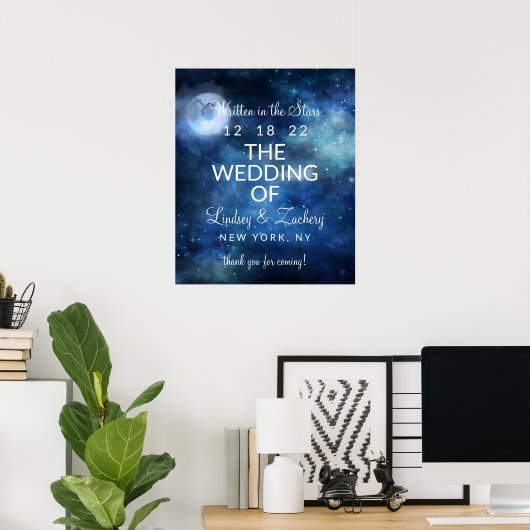 Lunar Sky Full Moon Celestial Wedding Welcome Sign Poster (Heimbüro)