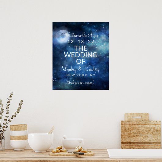 Lunar Sky Full Moon Celestial Wedding Welcome Sign Poster (Küche)