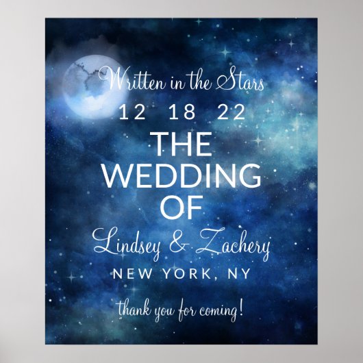 Lunar Sky Full Moon Celestial Wedding Welcome Sign Poster (Vorne)