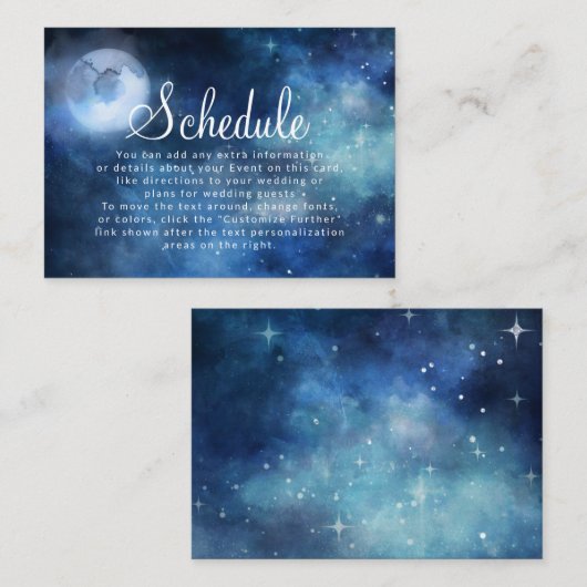 Lunar Sky Full Moon Celestiding Zeitplan Begleitkarte (Vorne/Hinten)