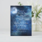 Lunar Sky Full Moon Celestie Engagement Party Einladung (Stehend Vorderseite)