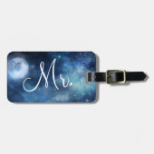 Lunar Sky Full Moon Custom Honeymoon Reisen Mr. Gepäckanhänger (Vorderseite horizontal)