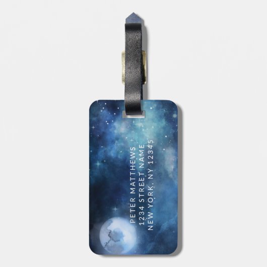 Lunar Sky Full Moon Custom Honeymoon Reisen Mr. Gepäckanhänger (Rückseite vertikal)