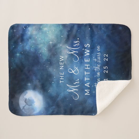 Lunar Sky Full Moon der neue Mr. & Mrs. Newlyweds Sherpadecke (Vorderseite (Horizontal))