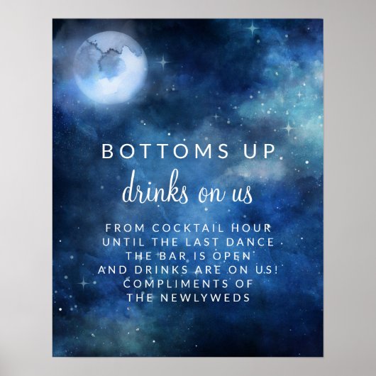 Lunar Sky Full Moon Hochzeit Open Bar Table Sign Poster (Vorne)
