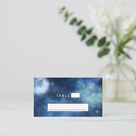 Lunar Sky Full Moon Seating Wedding Tischnummer Platzkarte (Stehend Vorderseite)