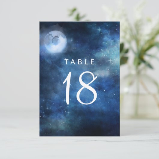 Lunar Sky Full Moon Seating Wedding Tischnummern (Stehend Vorderseite)