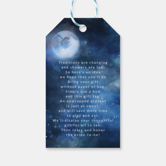 Lunar Sky Full Moon Stars Bridal Display Dusche Geschenkanhänger (Rückseite)